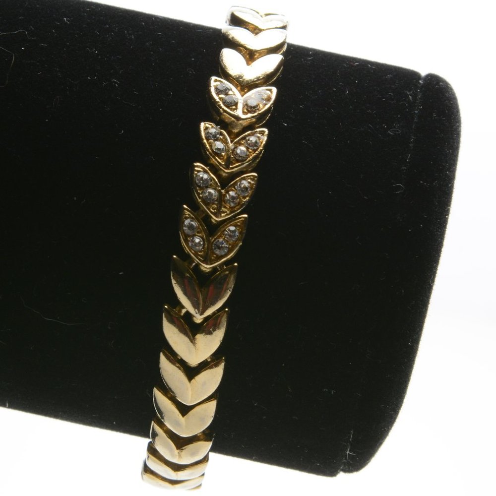 Gold Plated chain Bracelet with Rhinestones Vintage